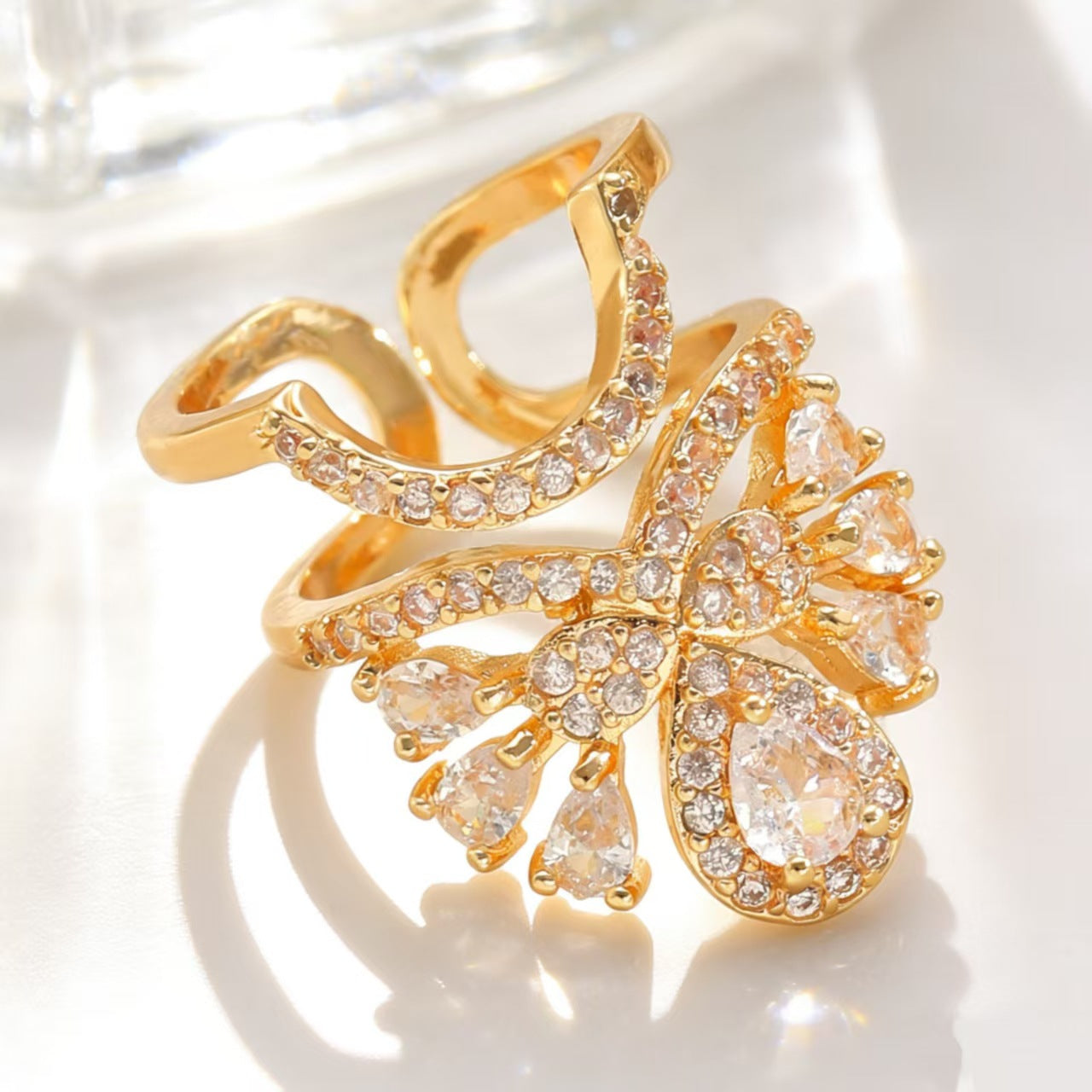 Geometric Trend Open Nail Female Design Exquisite Refined Ring