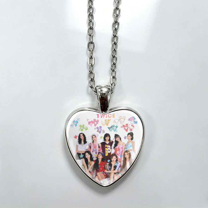 Love Alloy Korean Group Support Heart Sweet Beauty Fans Clavicle Necklaces