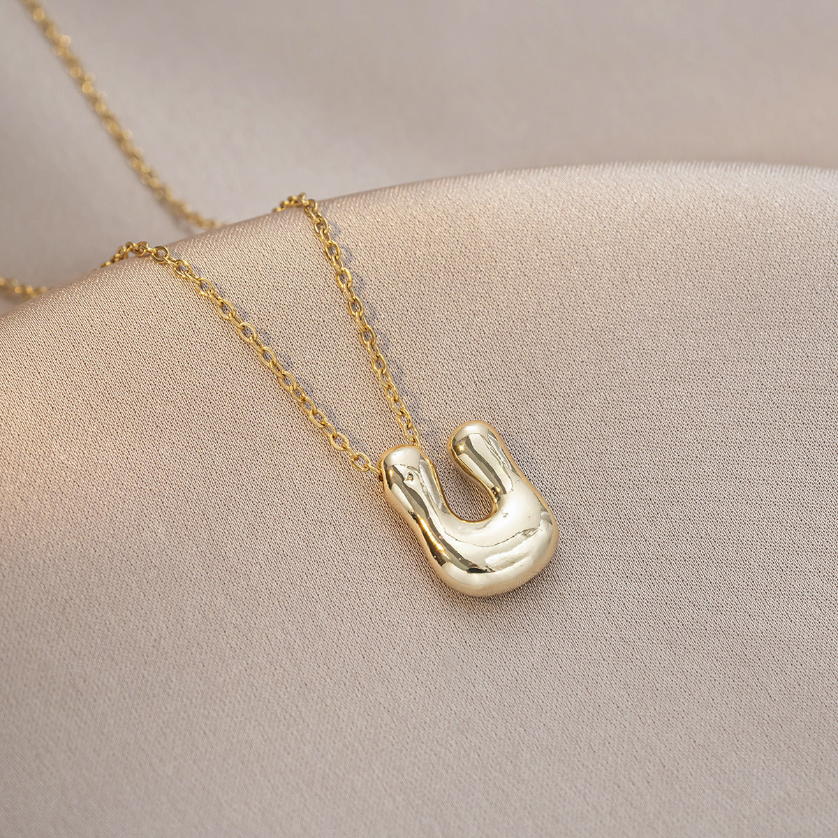 Female Glossy Balloon Bubble Cute Chubby English Letters Temperament Clavicle Necklace