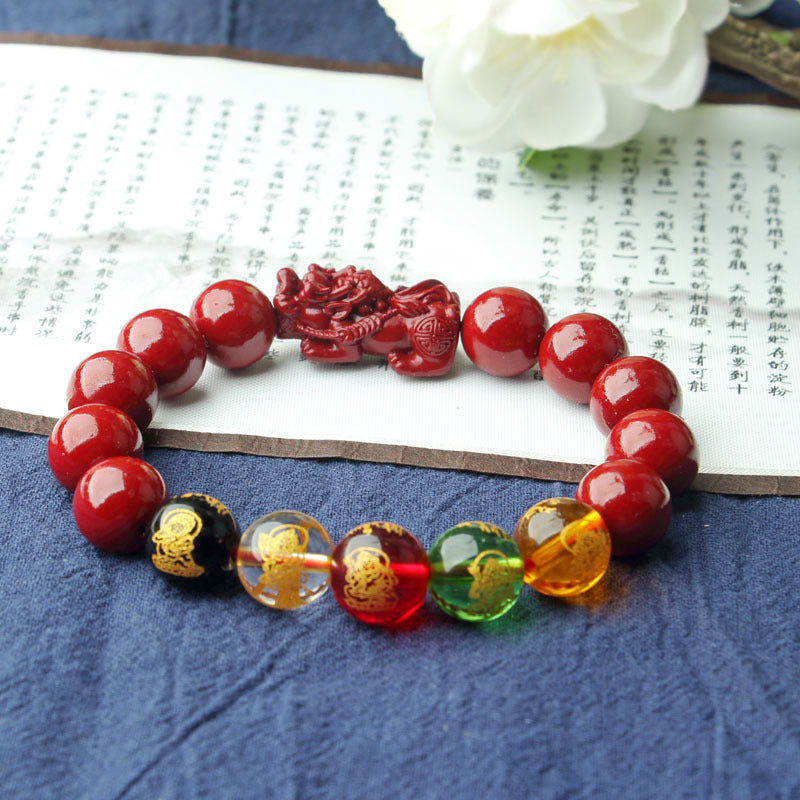 Women's Single Circle Multi Life Red Five Gods Of Bracelet