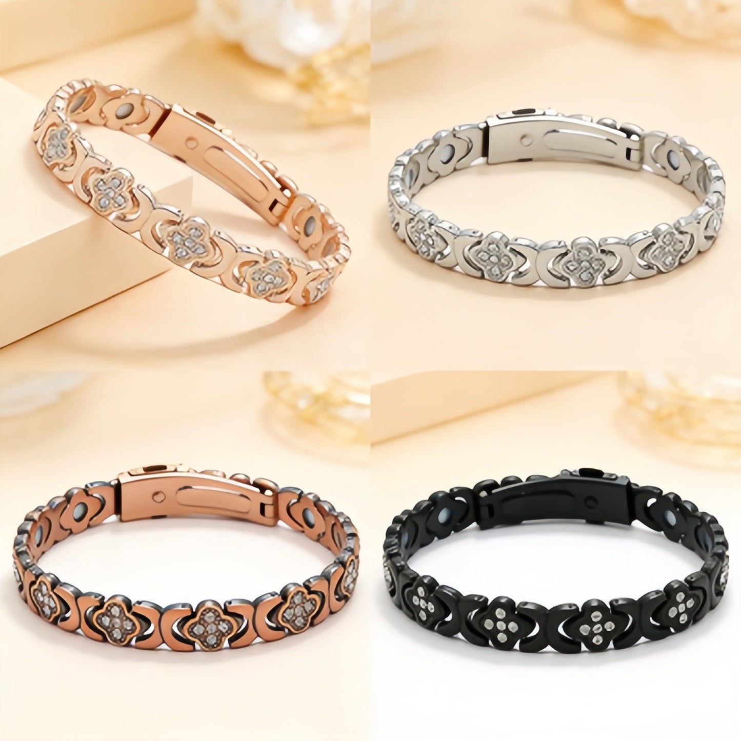Four-leaf Clover Red Copper Watchband Buckle Rose Bracelet