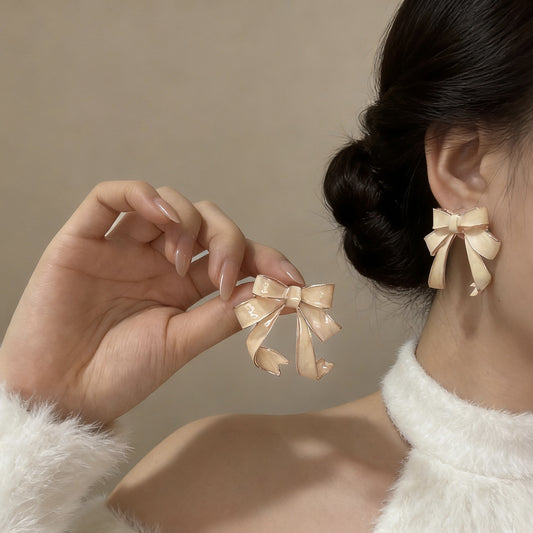 Women's Sweet Satin Bow Ribbon For Exquisite Earrings