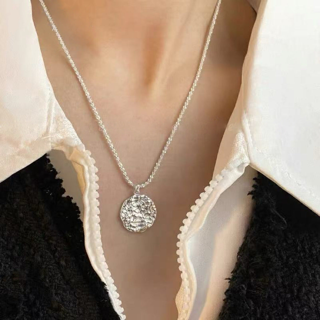 Sier Safety Lock Chinese Style White Necklace