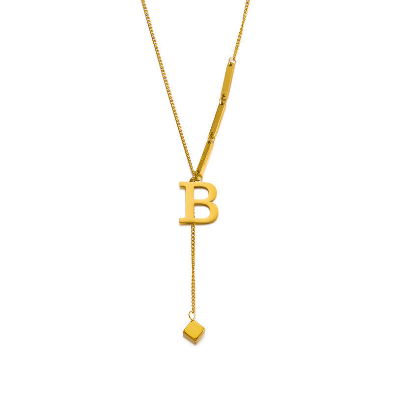 Women's Square Chain With Letters Elegant High-grade Necklaces