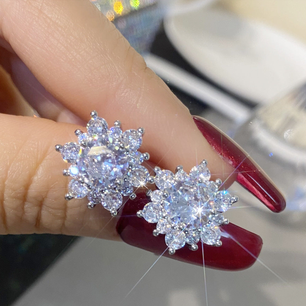 Moissanite Ear Female With Hearts Sterling Earrings
