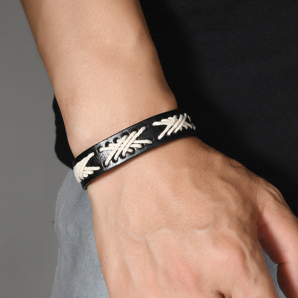 Men's Simple Vintage Punk Style Handmade Hemp Rope Bracelets