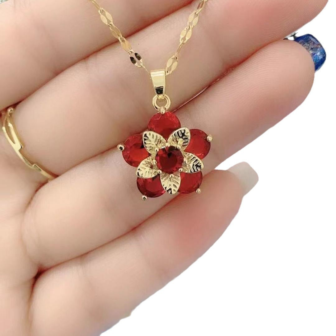 Fresh Flowers Stylish Simple Versatile Light Luxury Minority Design Clavicle Necklace