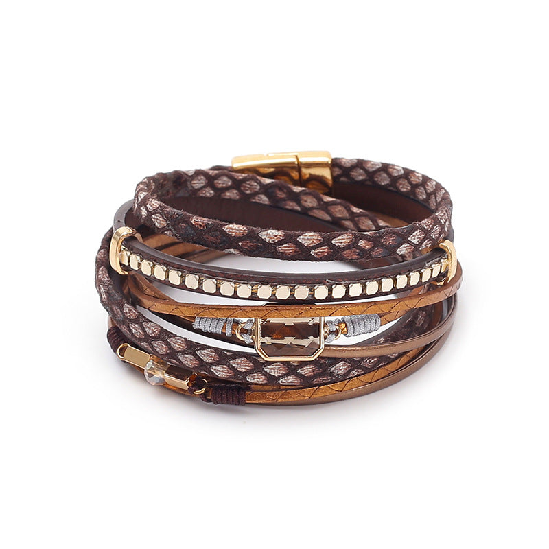 Love Pearl Leather Braided Magnetic Snap Bracelets