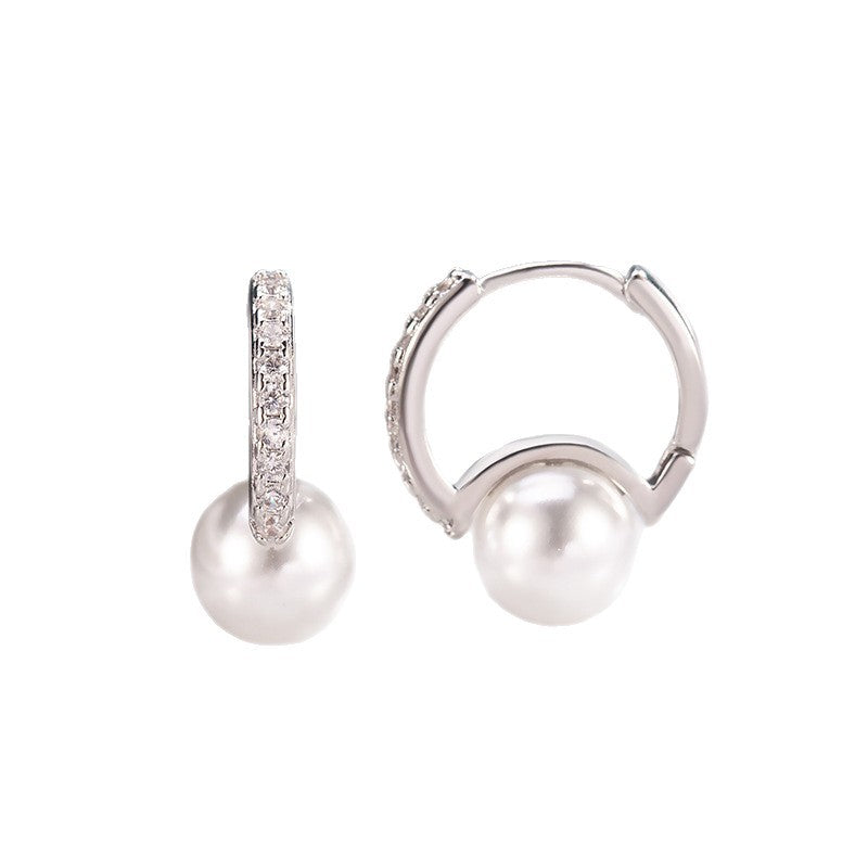 Fashion Simple Rhinestone Pearl Classic Style Temperament Earrings