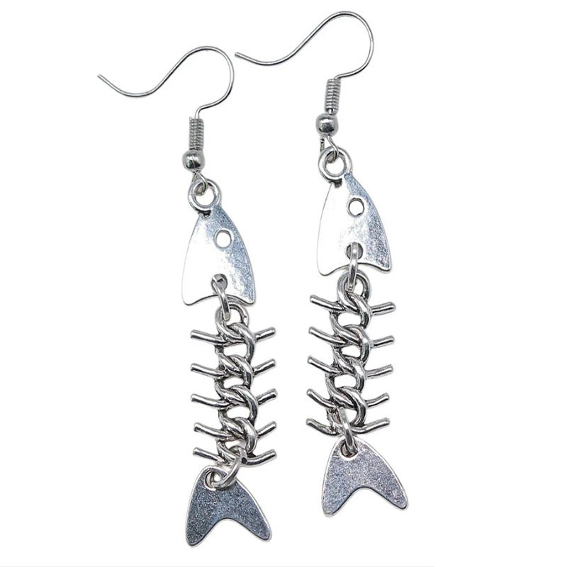 Women's Simple Punk Hip Hop Fishbone Thorn Ear Earrings