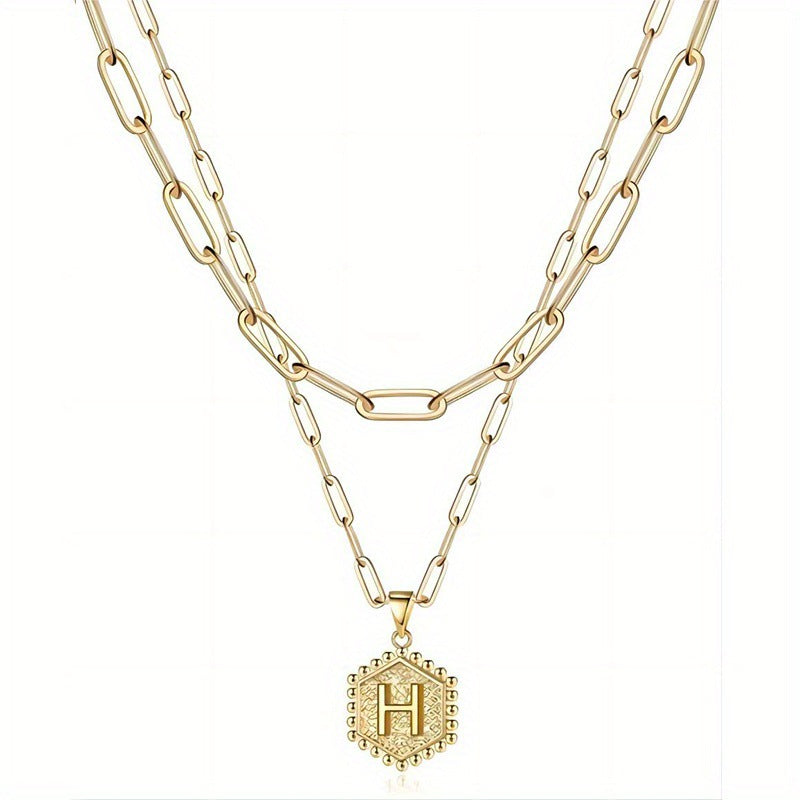 Gold Color Plated Letter Female English Necklace