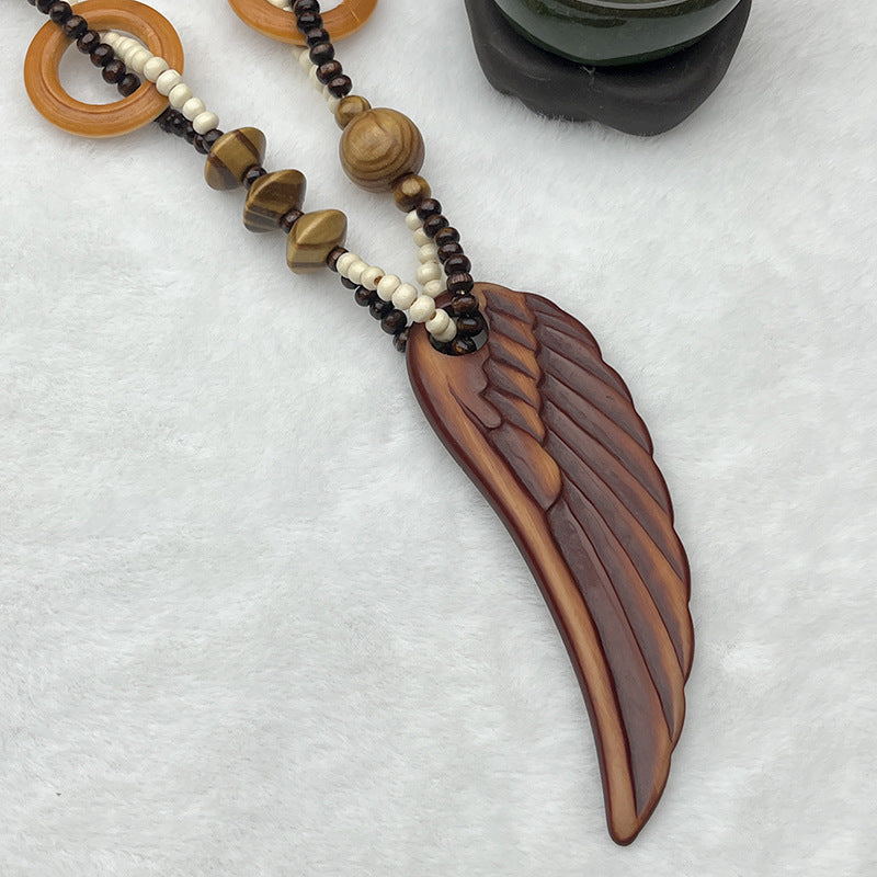 Women's & Men's Bohemian Dolphin Ethnic Style Retro Long Wooden Bead Necklace