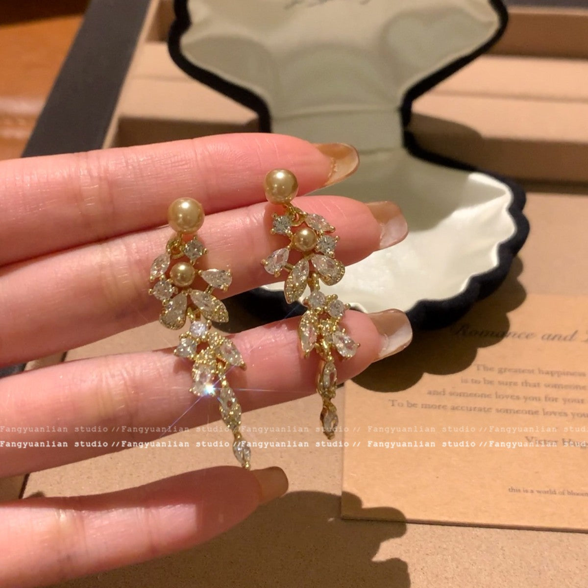 Tassel Champagne Gold Pearl Light Luxury High-grade Earrings