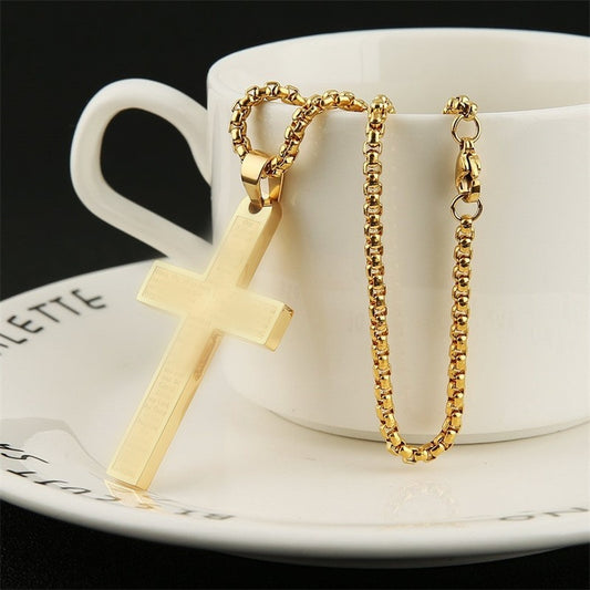 Men's & Women's Stainless Steel Cross Shelf Personalized Hip Hop Titanium Unisex Necklace