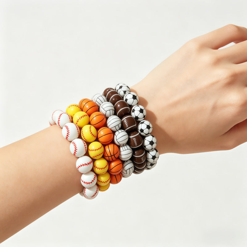 Sports Ball Series Fashion Acrylic Football Basketball Bracelets