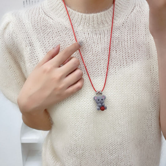 Cute Flocking Bear Sweater Chain Niche Design Necklaces