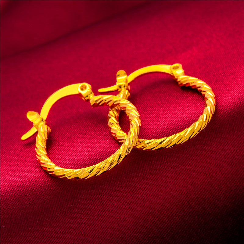 Women's Meteor Shower Starry Glossy Mirror Lobster Buckle Alluvial Gold Earrings