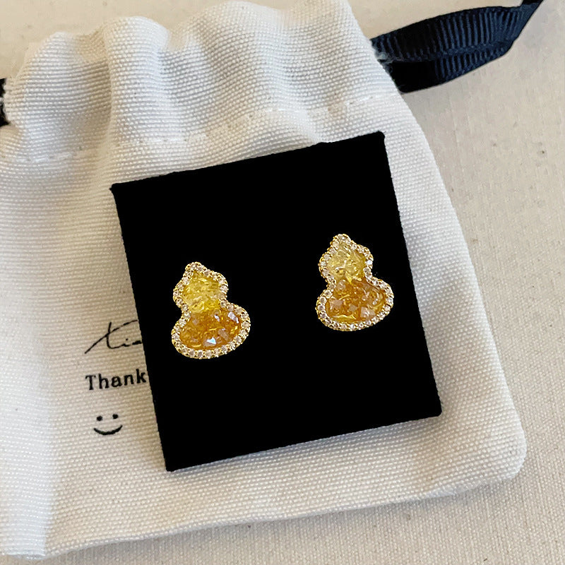 Women's High-grade Champagne Crystal Gourd Pony For Retro Minority Affordable Luxury Rings