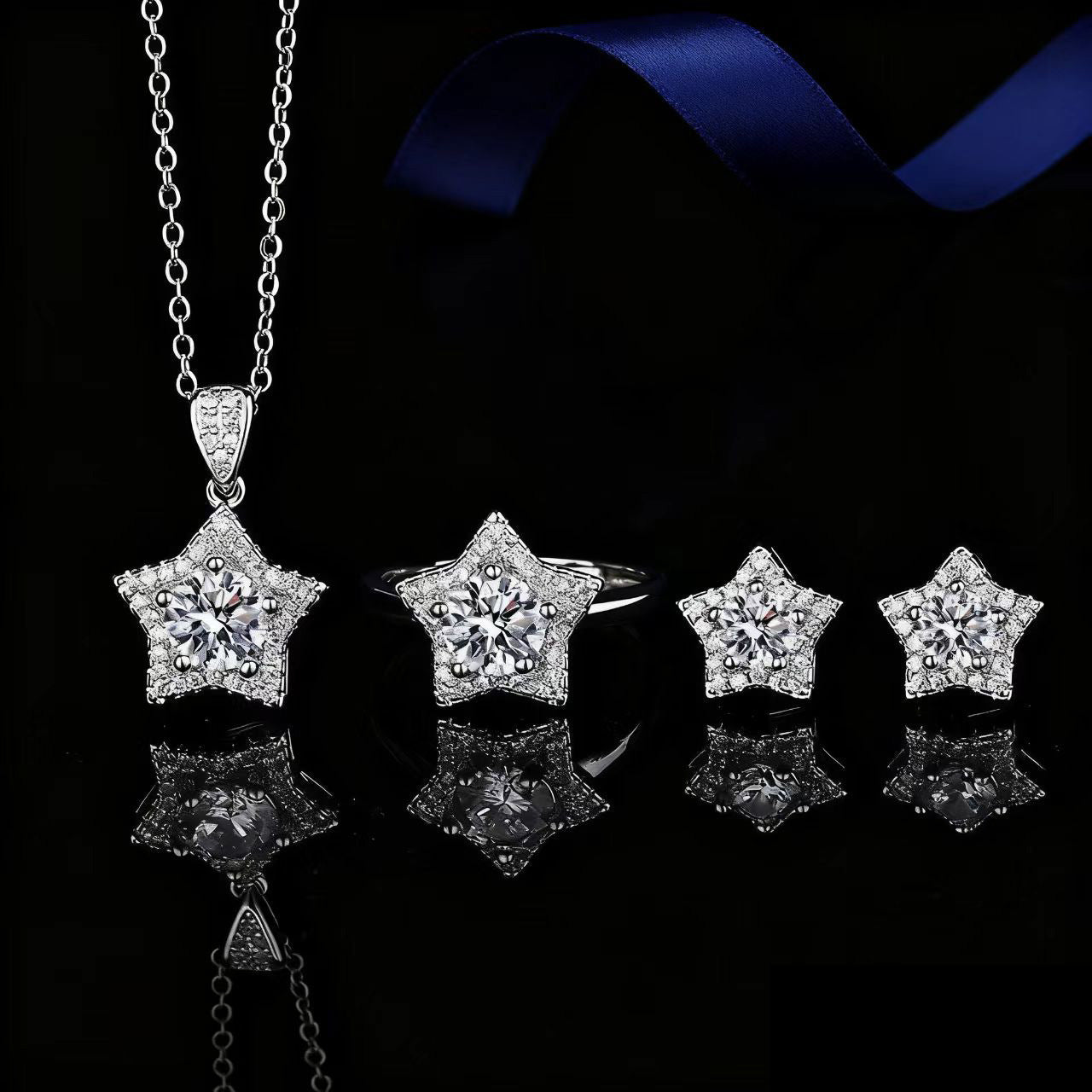Women's Blue Red Yellow Green Purple White Gemstone Zircon Princess Jewelry Set