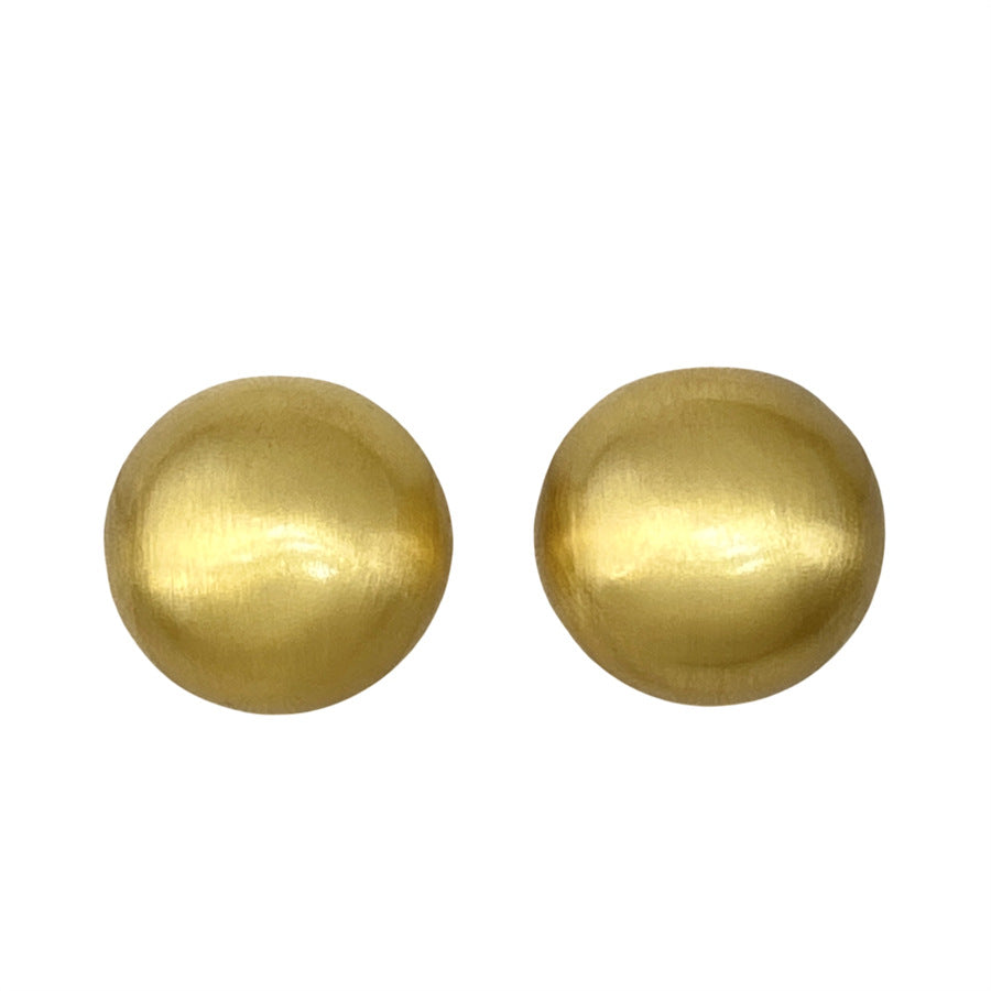 Women's Brushed Steamed Bread Round Metal Light Earrings