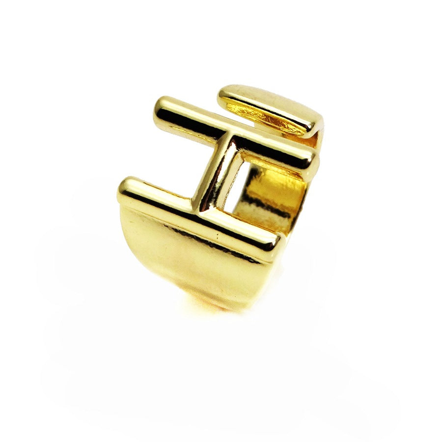 Letters Open Adjustable Plated Light Gold Rings