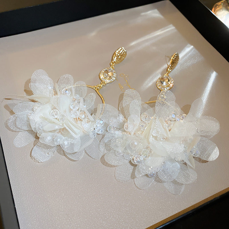 Pearl Flower Tassel Niche Temperament Atmosphere Affordable Earrings