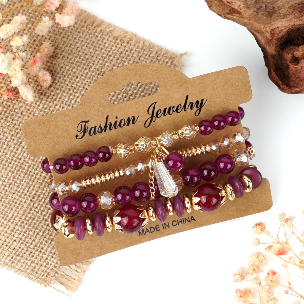 Bohemian Chain Tassel Colored Glass Crystal Bracelet