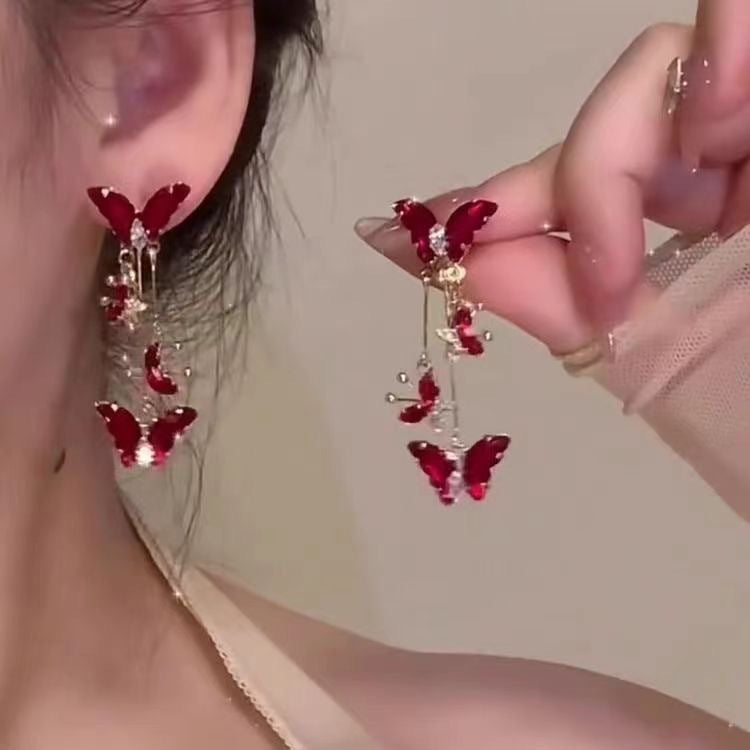 Fringe Collection Butterfly Fall Wisteria Flower Earrings
