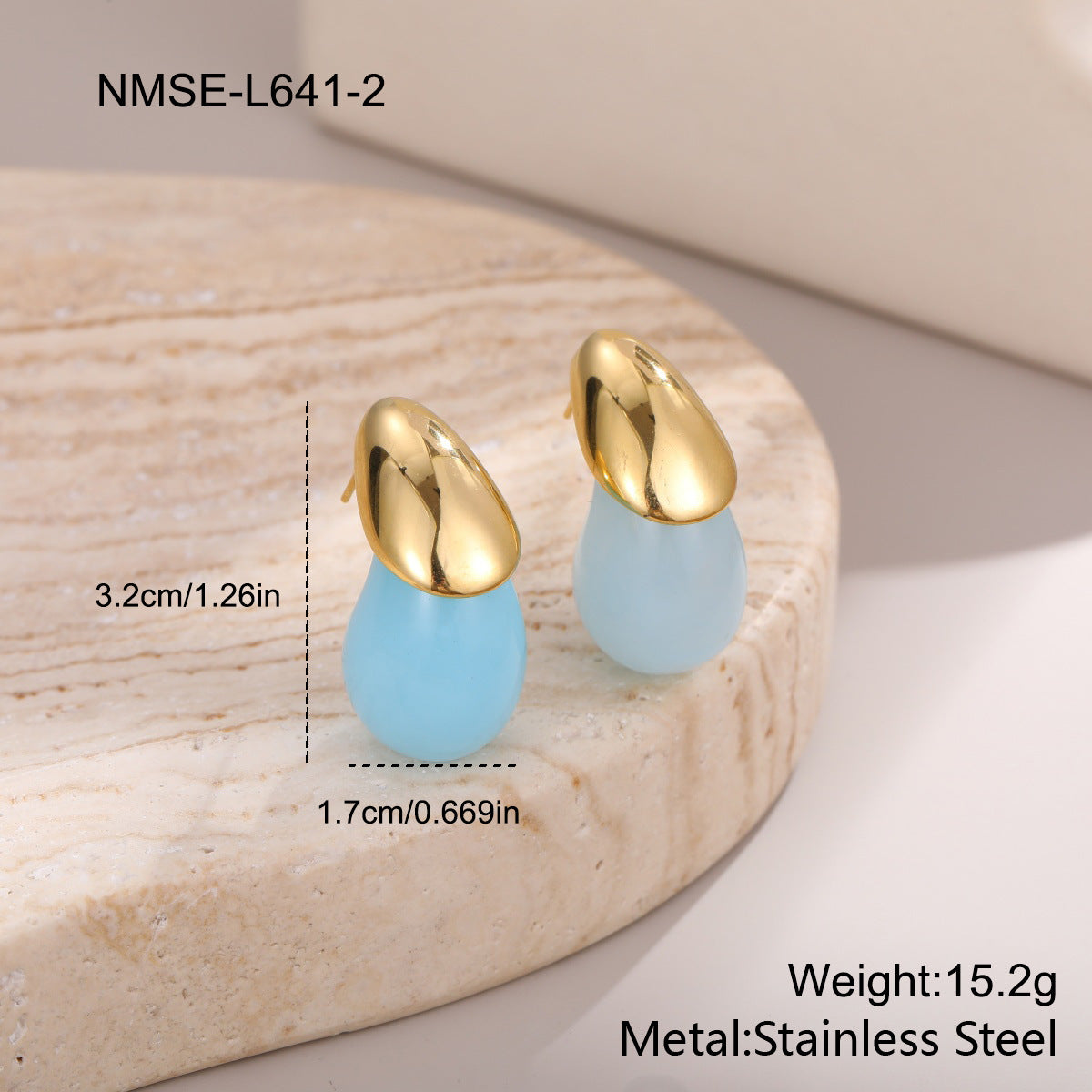 Stainless Steel Fresh Color Irregular Resin Female Niche Design Earrings