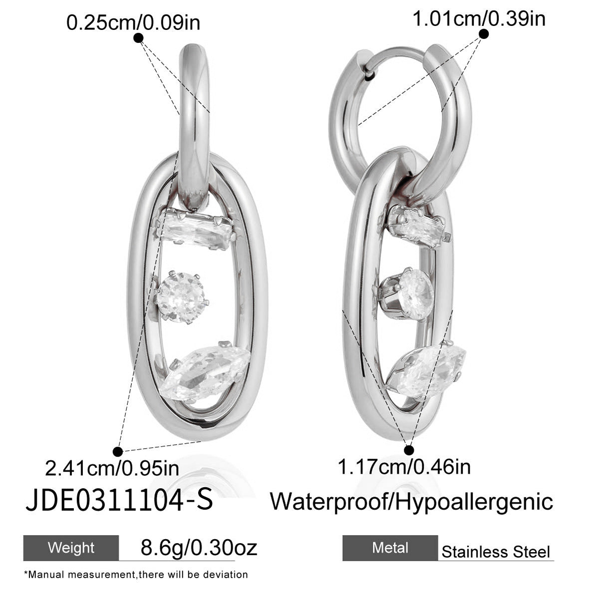 Golden Stainless Steel Zircon Light Luxury High-grade Earrings