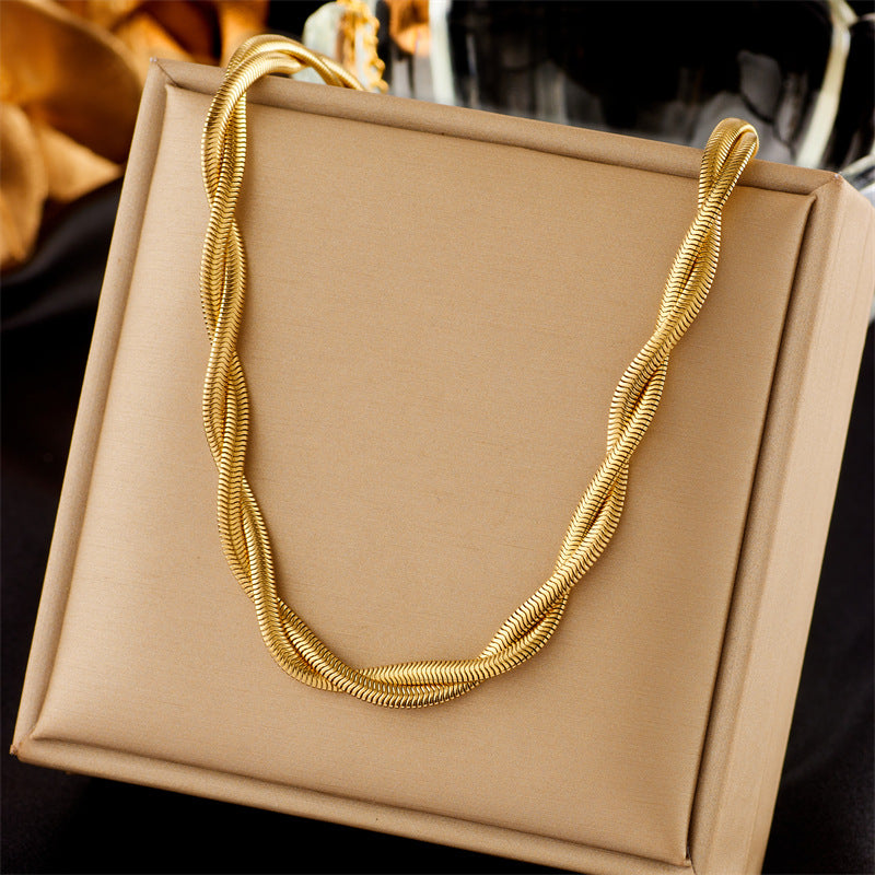 Neutral Woven Twisted Gold Plated Stainless Steel Bracelets
