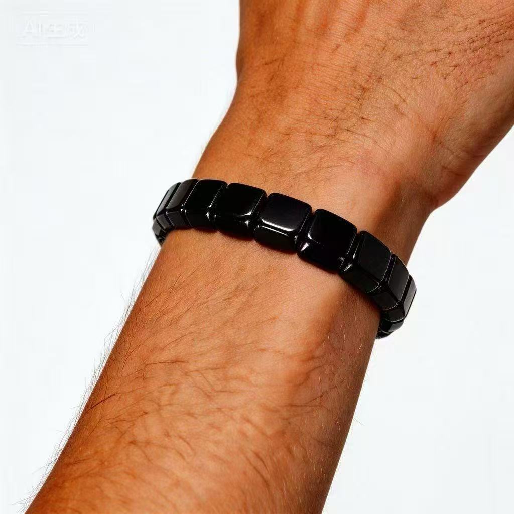 Men's Fashion Hematite Geometric Beaded Unisex Elastic Trend Bracelet