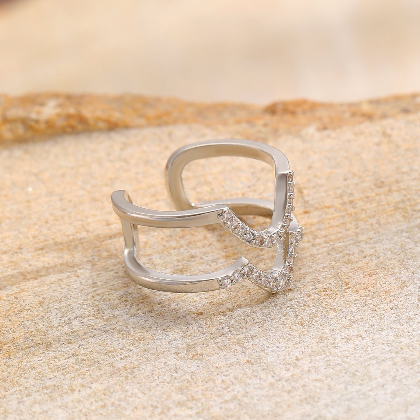 Geometric Trend Open Nail Female Design Exquisite Refined Ring
