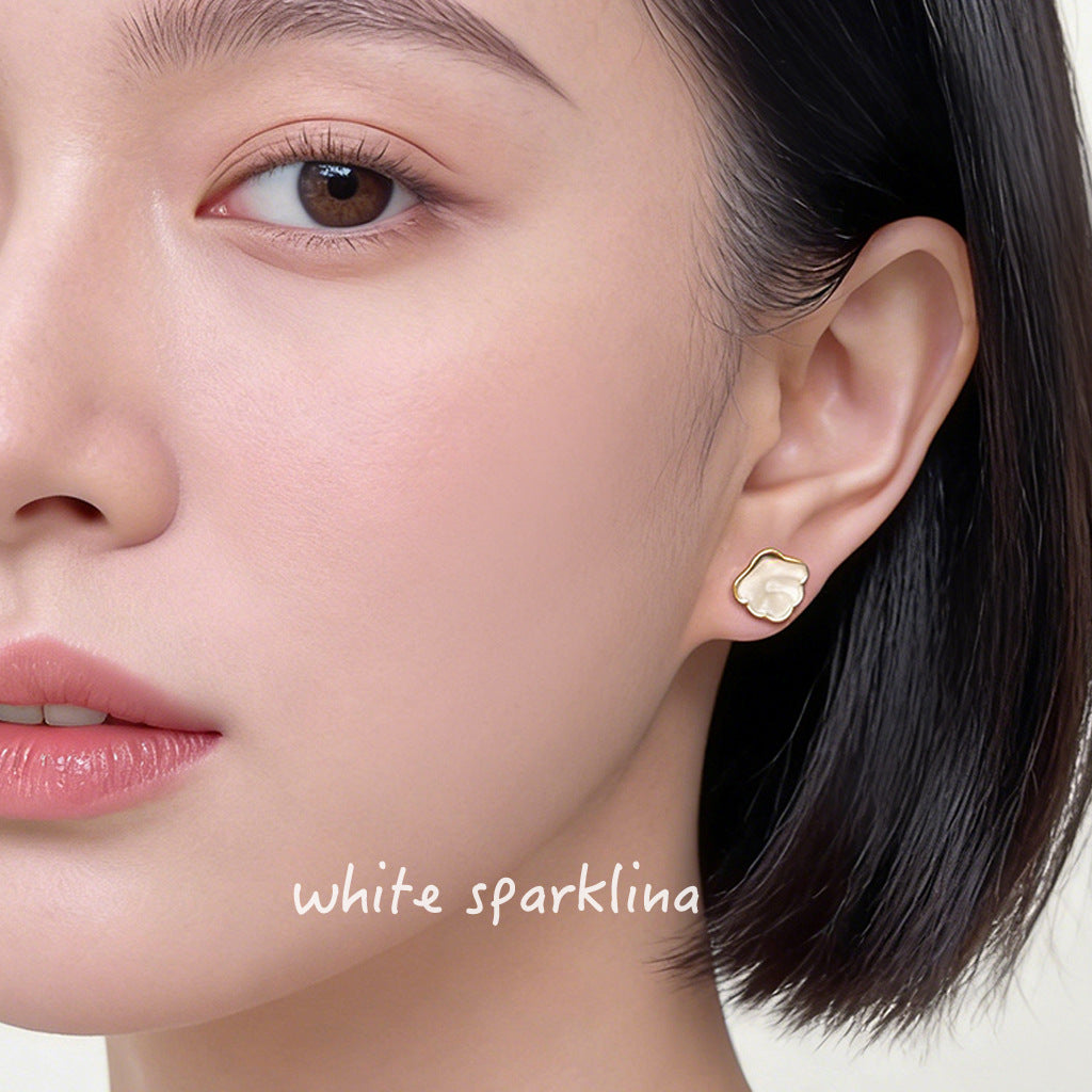 Shell Drip Glazed Asymmetric Mini Ear Fashion Commuter Versatile Earrings