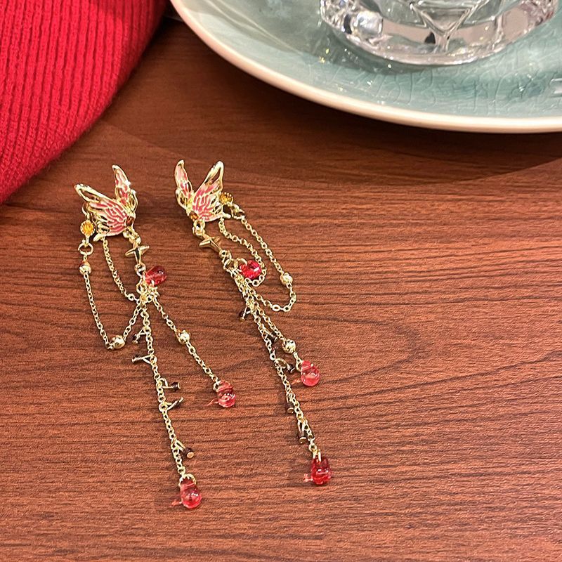 Blood Ripple Butterfly Red Niche Senior Stud Earrings
