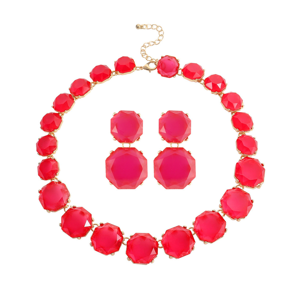 Large Particle Gem Sweet Cool Candy Color Jewelry Set