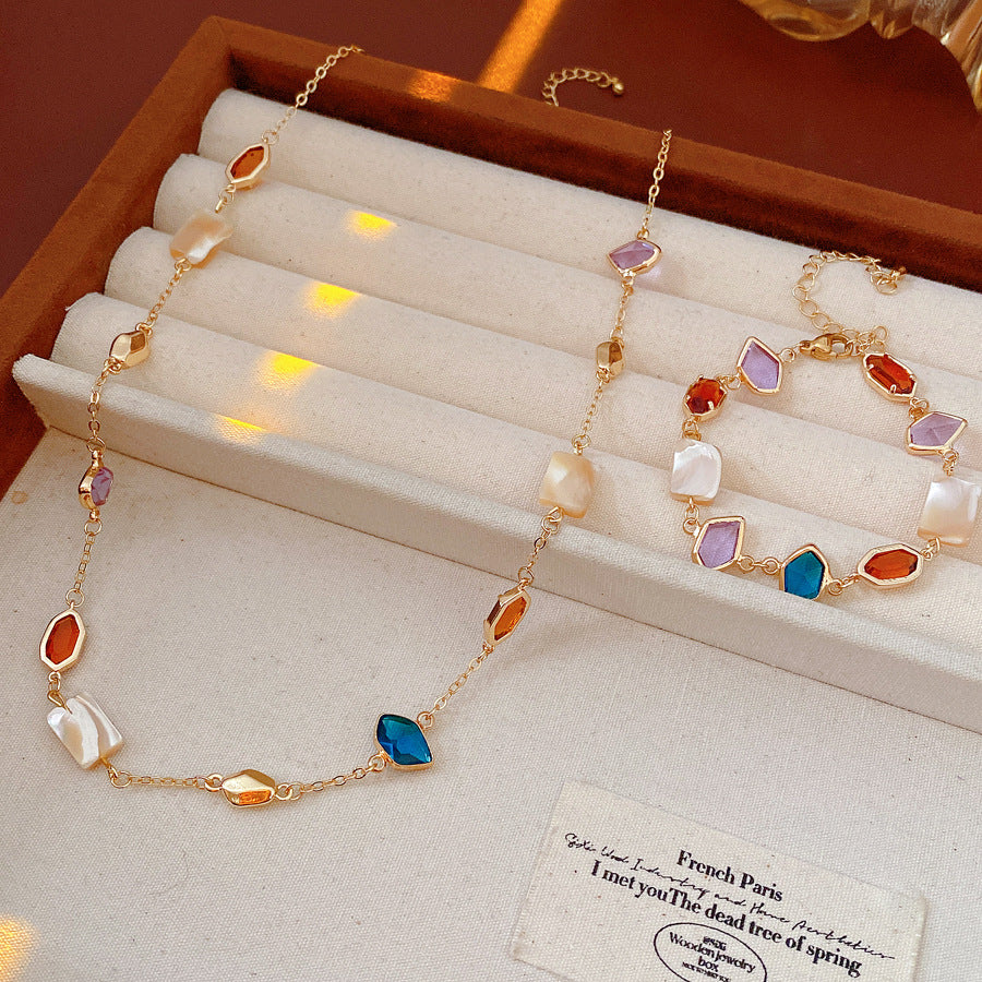 Shell Square Female Light Luxury Minority Jewelry Set