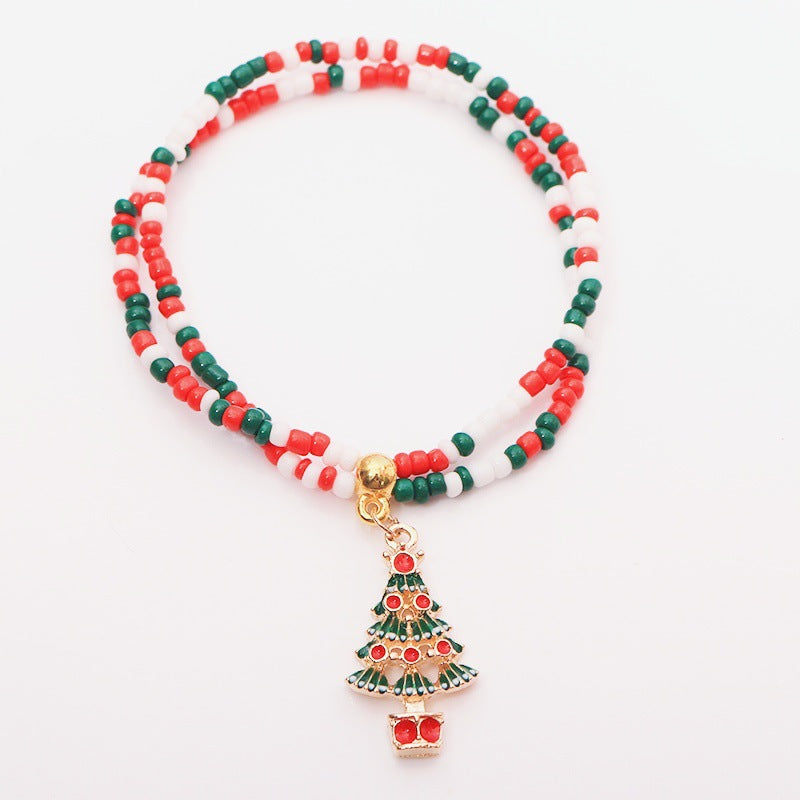 Santa Elk Bell Christmas Tree Beaded Bracelets