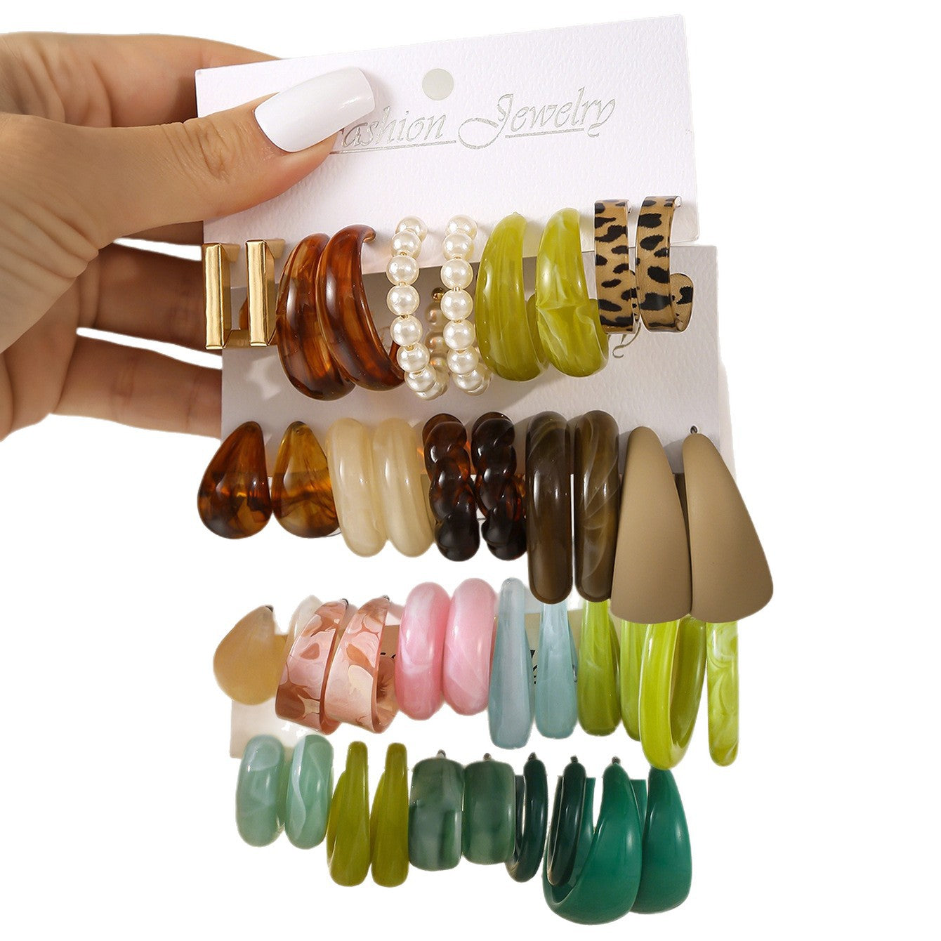 Women's Fashion Personality Wear Resin Shaped Suit Earrings