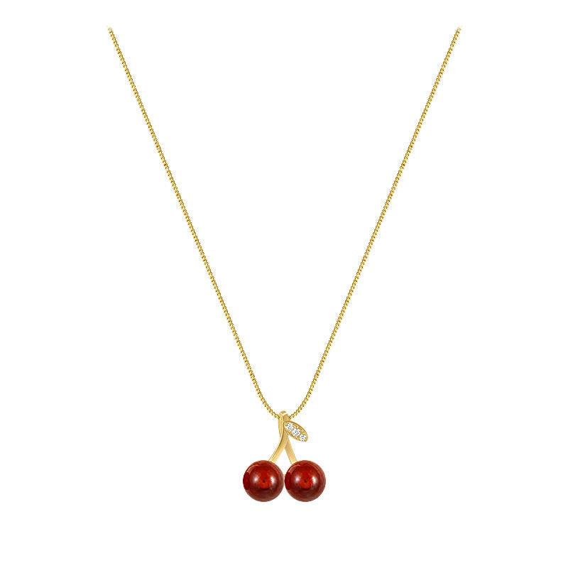 Exquisite Cherry Titanium Steel For Light Luxury High-grade Clavicle Necklaces