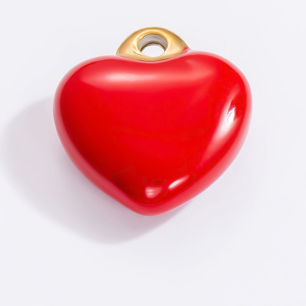 Inlaid Color Diamond Candy Moon Heart Earrings