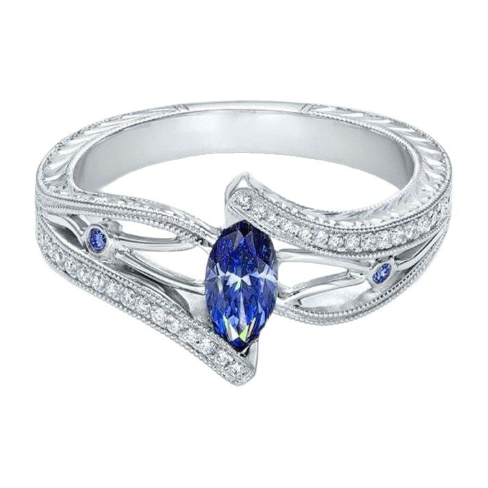 Charming Elegant Luxury Aquamarine Topaz Engagement Ring