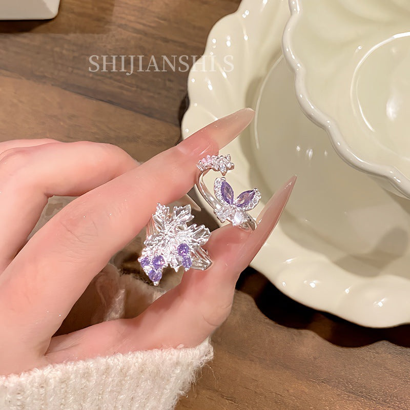 Women's The Debris Small Artistic Design Sweet Index Rings