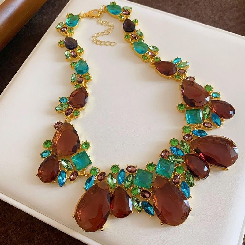 Square Stitching Palace Style Exquisite Clavicle Chain Middle Necklaces