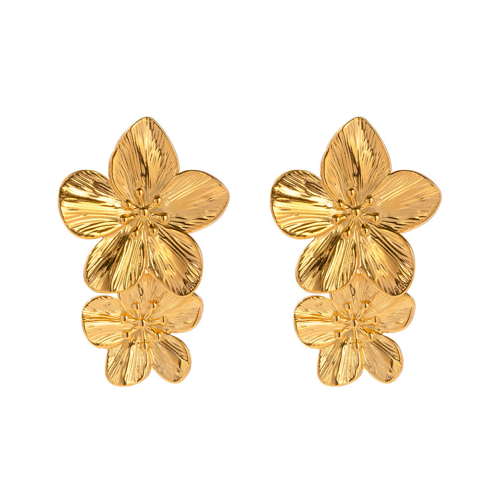 Exaggerated Double Flower Retro Premium Big Earrings