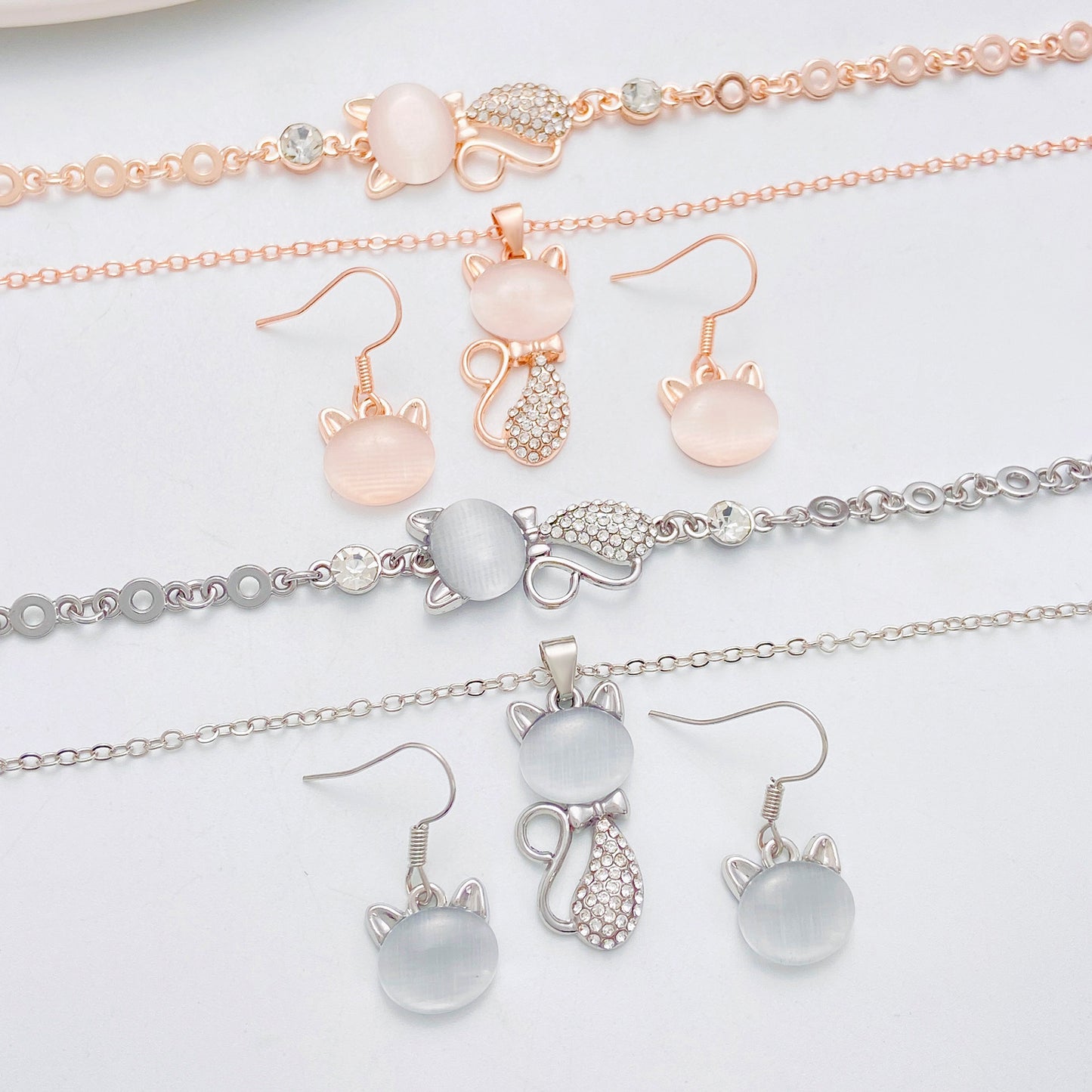 Women's Fashion Opal Cat Light Luxury Temperament Jewelry Set