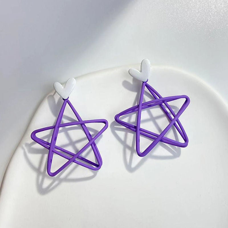 Star Ear Clip Trendy Love Heart Earrings
