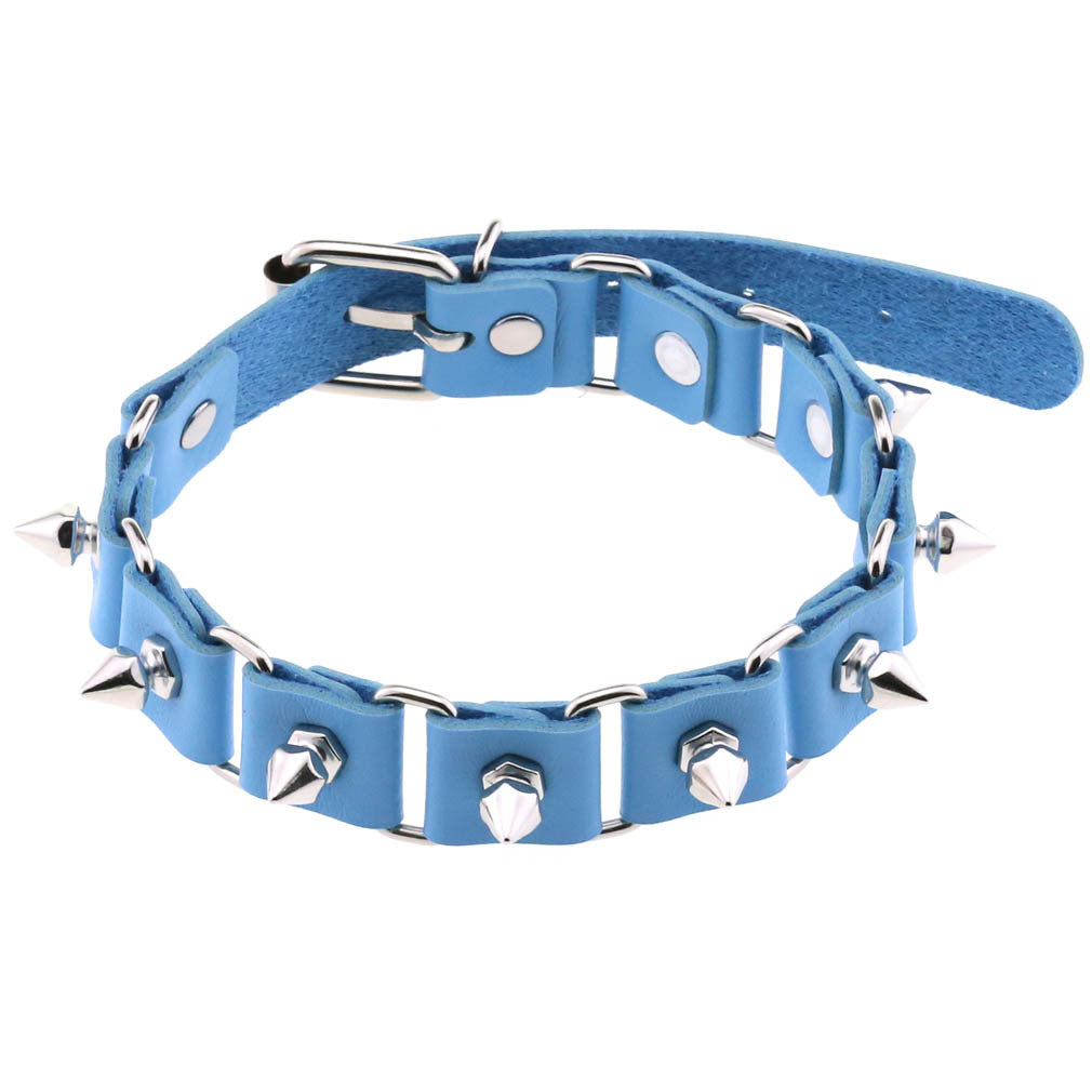 Gothic Elegant Stitching Neckband Personality Trend Buckle Spike Collar