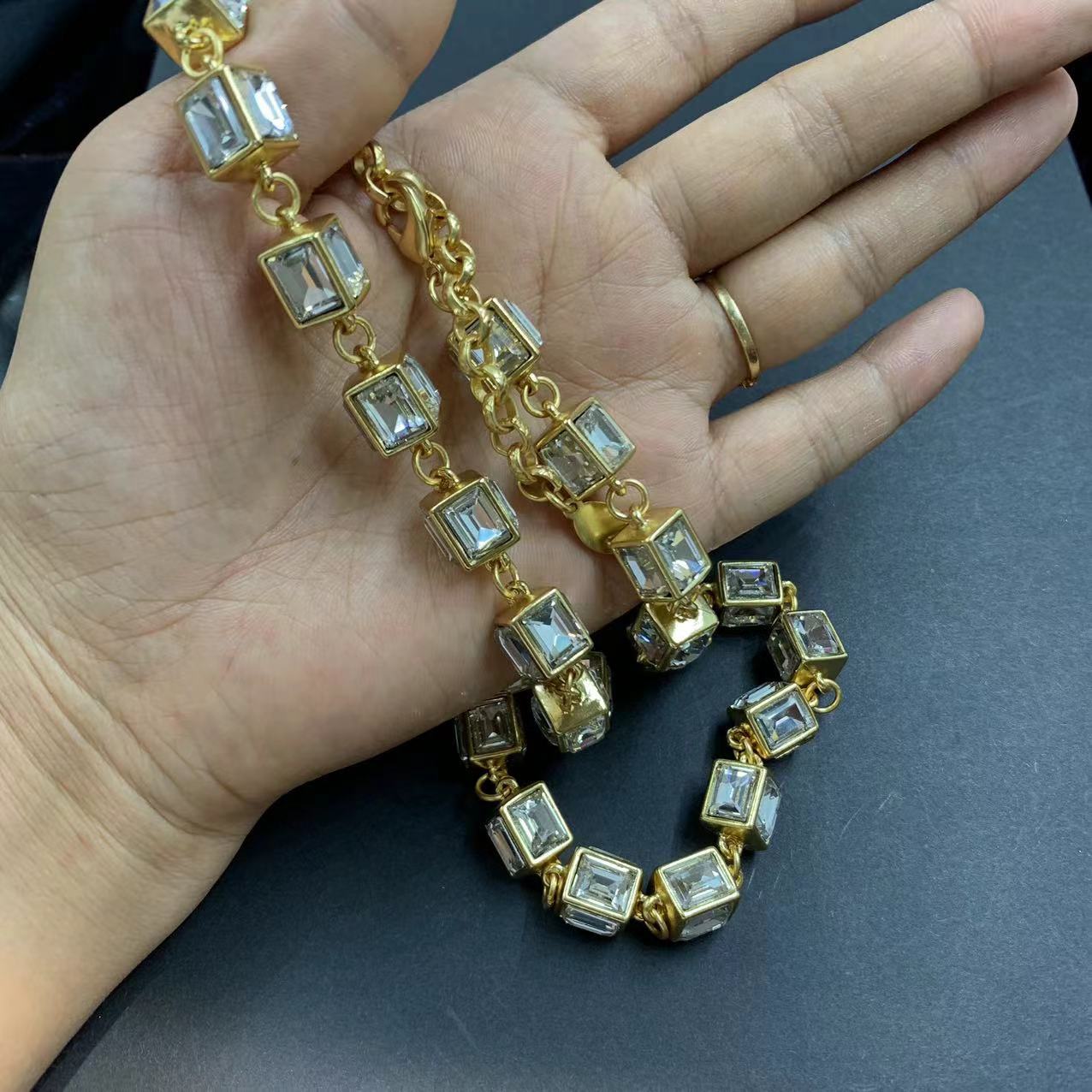 Electroplated Real Gold Bamboo Rectangular Cut Necklaces