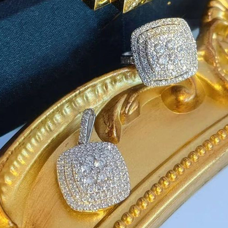 Wedding Bridal Rhinestone Square Full Zircon Rings